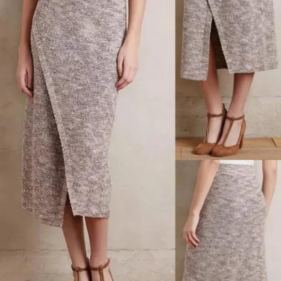 Anthropologie Dresses & Skirts - Anthropologie Moth Taupe Midi Sweater Skirt